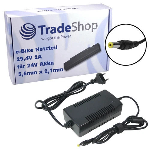 Netzteil Ladegerät Ladekabel 29,4V 2A 5,5mm x 2,1mm Stecker für 24V Akkus