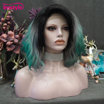Ombre Short Bob Green Synthetic Lace Front Wigs green-lace-front-wig_grande.  main image 2