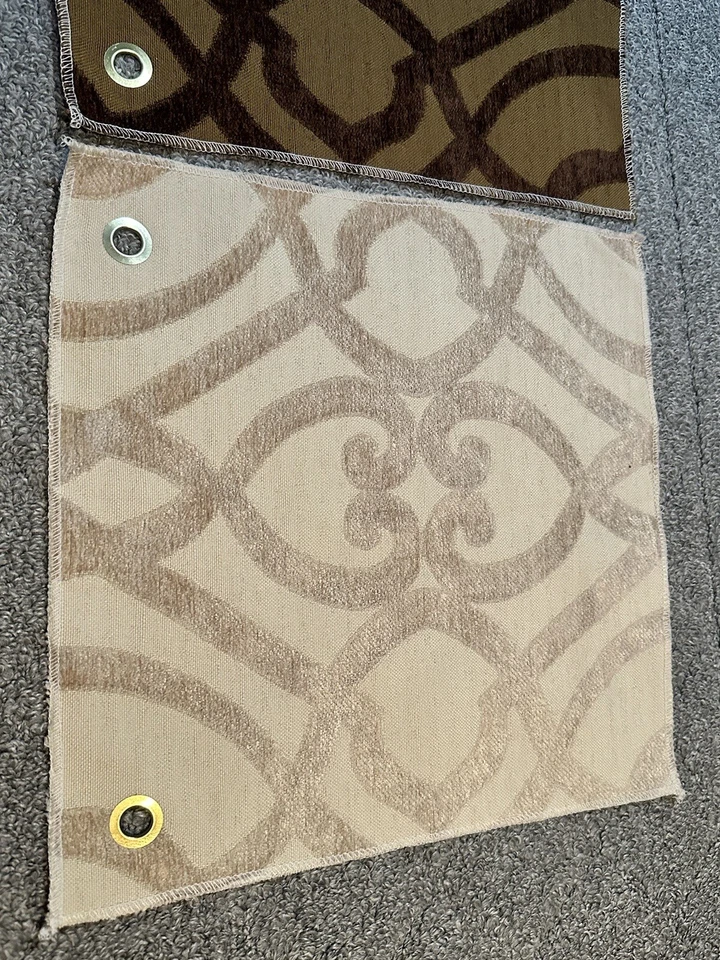 Lot of 2 Bella Fabric Samples Remnants Sabah Incense Gardenia Cream Brown Crafts - Image 2 of 4