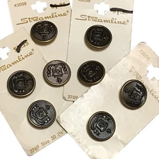 Streamline Shank Military Style Family Crest Button Lot NEW Deadstock
