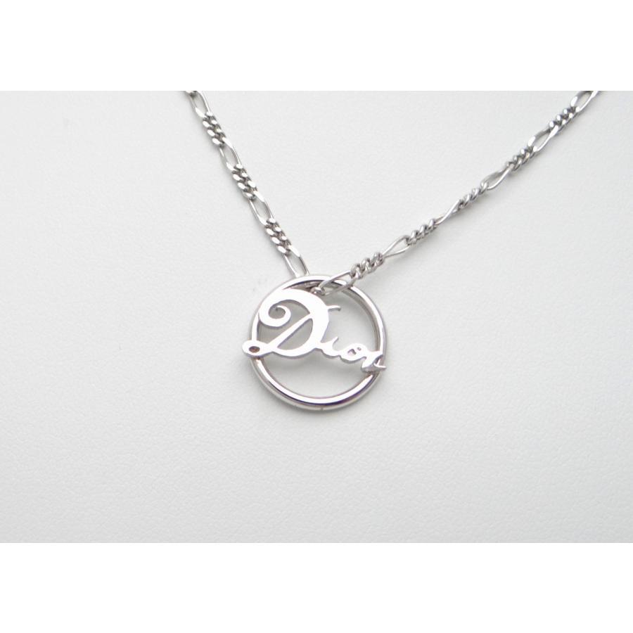 Dior silver 925 ネックレス　necklace Christian Dior Authentic Dior Round Logo Charm Necklace