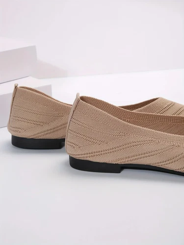 Pointed Toe Shoes Knitted Slip on Shoes Breathable Ballet Flats Loafers Comfort - Picture 14 of 29