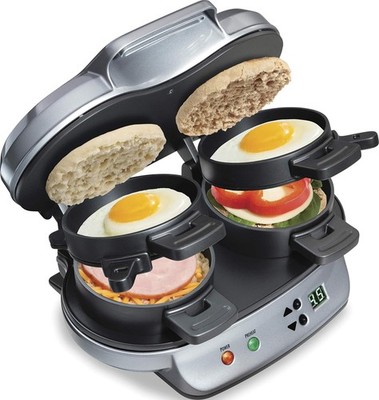 Hamilton Beach Dual Breakfast Sandwich Maker with Egg Cooker Dual, Silver