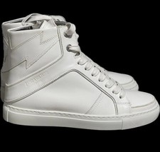 Zadig  Voltaire High Flash Leather Sneakers White Zip  38 US-7 NIB