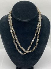 Srebro szterlingowe dymny kwarc owalne koraliki naszyjnik plaża 39,1g