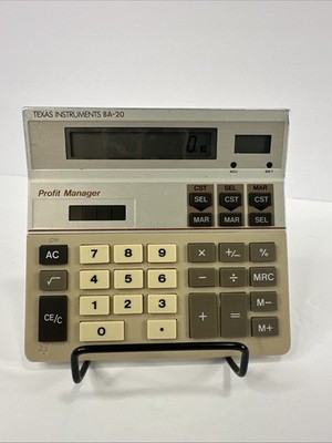 Vtg Texas Instruments TI BA-20 Profit Manager Solar Powered Calculator - Works!