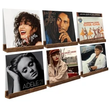 Vinyl Record Shelf Wall Mount, 12 inch Wooden Album Record Holder Display, Pa...