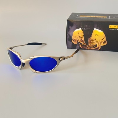 Oakley Romeo X Metal Retro Sunglasses Silver Frame/Blue Lens