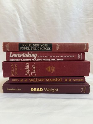 Lot of 5 vintage burgundy red hardcover books