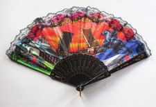 RARE Soivenir Folding Hand Fan St Petersburg Russia Bridge/Bronze Horseman 9.5"