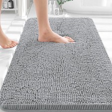 OLANLY Bathroom Rugs 30x18, Extra Soft Absorbent 30" X 18", Light Grey