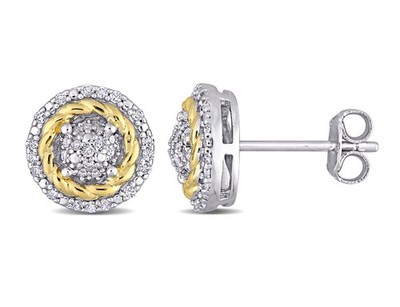 1/5 Carat (ctw) Diamond Circle Earrings in Sterling Silver
