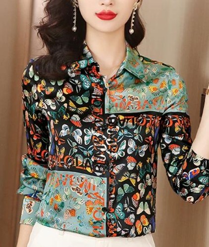 Fashion Women's Long Sleeve Shirt Floral Print Summer Tops Clothing Spring