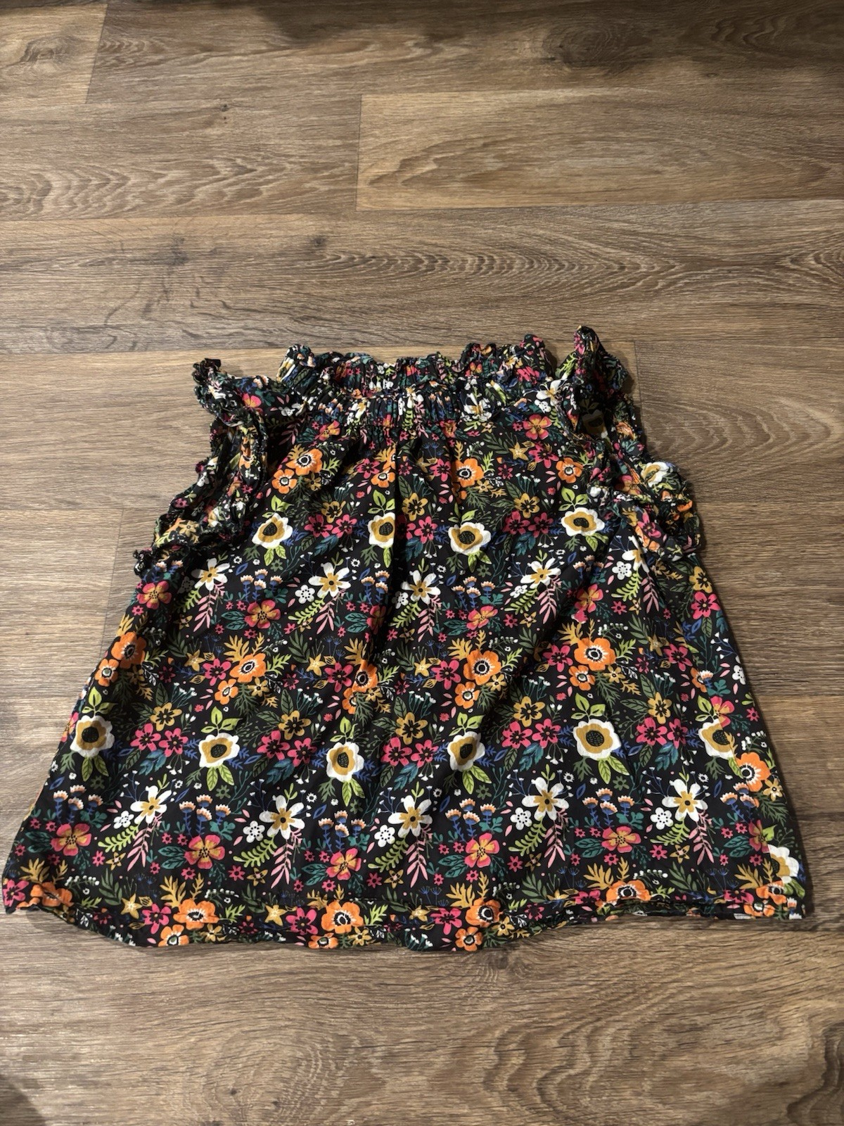 THML Floral Ruffle Cap Sleeve Blouse 100% Cotton Boho Summer Top Women’s Small