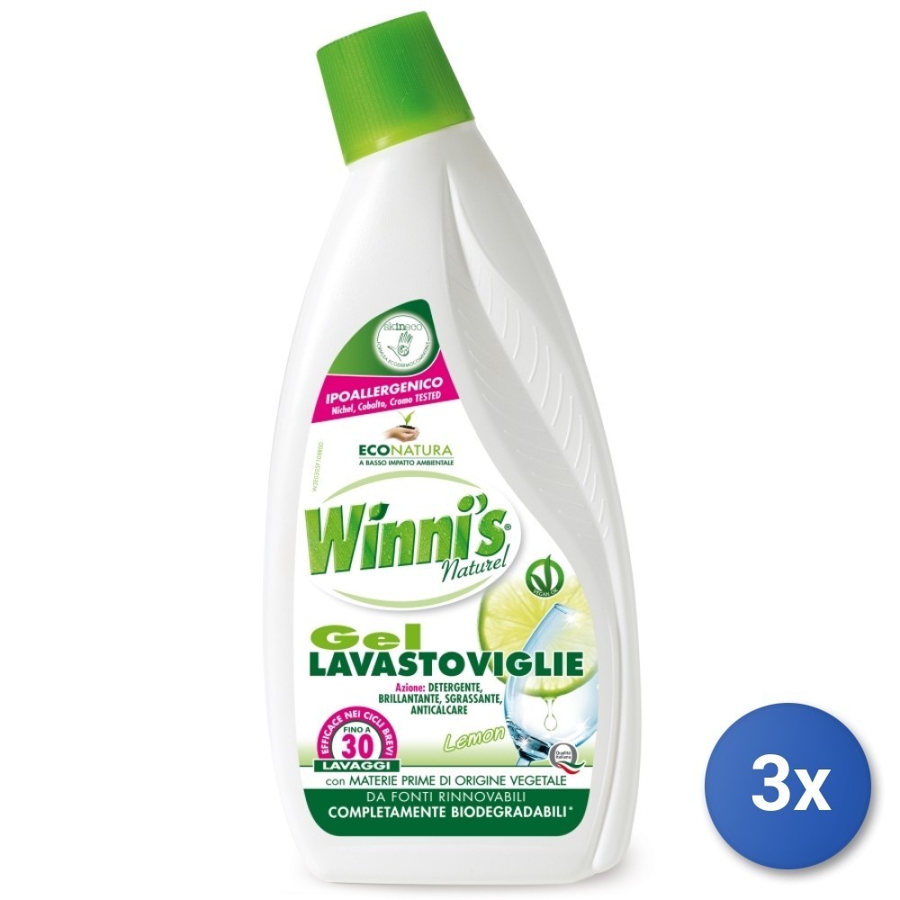 3x Winni's Dishwasher Gel 750 Ml Lemon