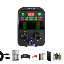 Zoom PodTrak P2 Podcast Recorder, Memory Card microSDXC Pro 64GB, Bundle