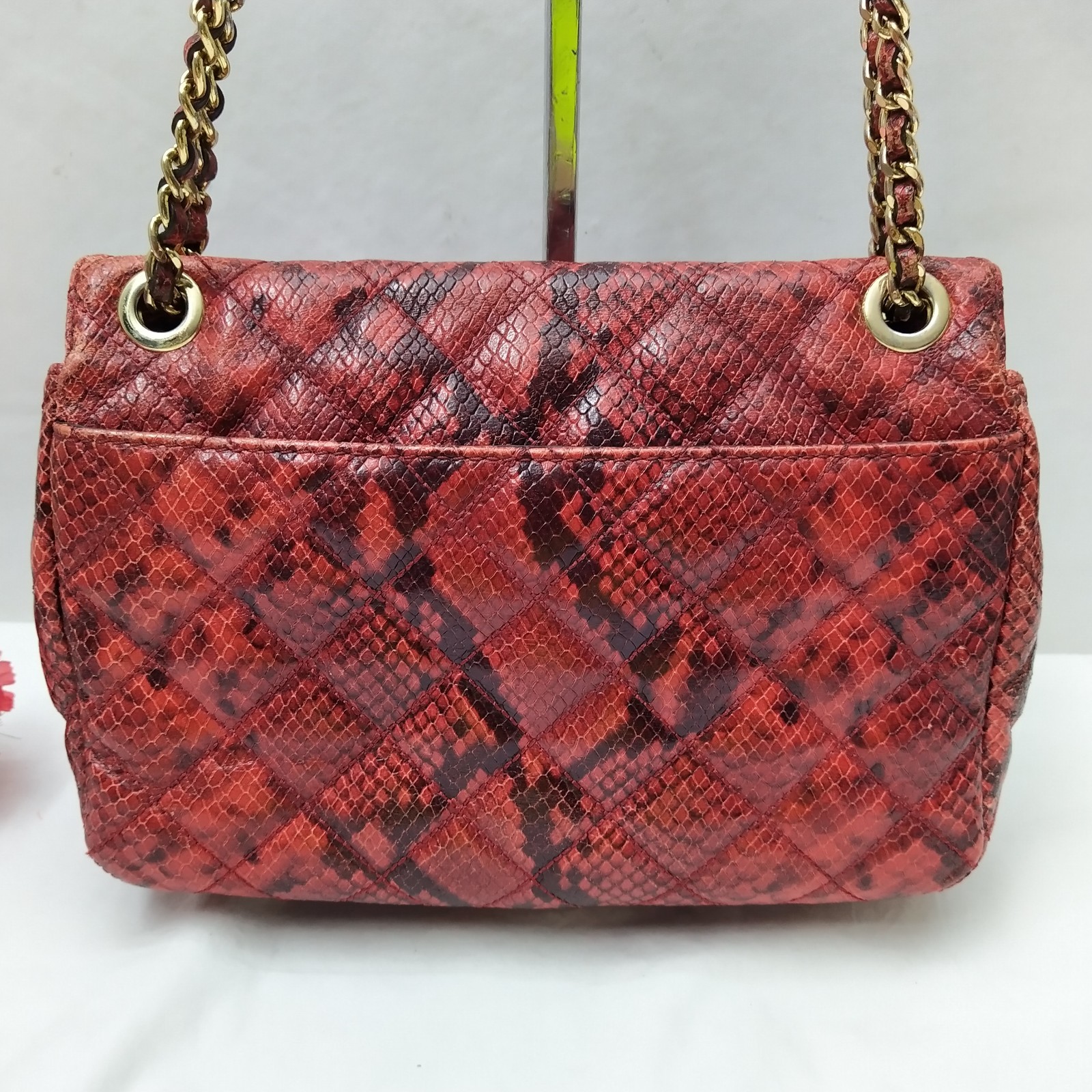 Michael Kors Red Leather Quilted Python Embossed … - image 5
