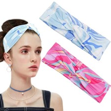 Elastic Wide Headbands Stretchy Hairbands Twist Knot Turban Criss Cross Yoga