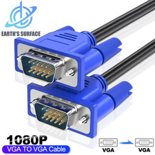 15 ft - VGA Cable 15 Pin Male to Male SVGA Monitor Cord Slim Computer Wire 5m