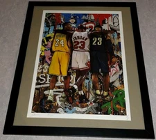 DEATH NYC ltd ed signed FRAMED street art print 45x32cm NBA GOATS mr brainwash