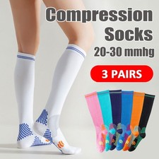 3 Pairs Compression Socks Graduated Support Calf Stockings Womens 20-30 mmHg S/M