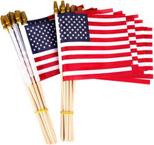 25 Pack Small American Flags on Stick 5x8 Inch/Mini American US Flags/American