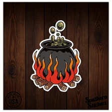 Boiling Cauldron Witch - Vinyl Decal Sticker - Car Window Laptop - ebn12635