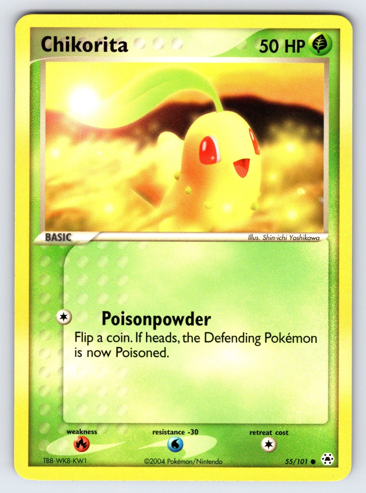 Chikorita 55/101 2004 EX Hidden Legends Pokemon Card TCG Nintendo Common - Nm