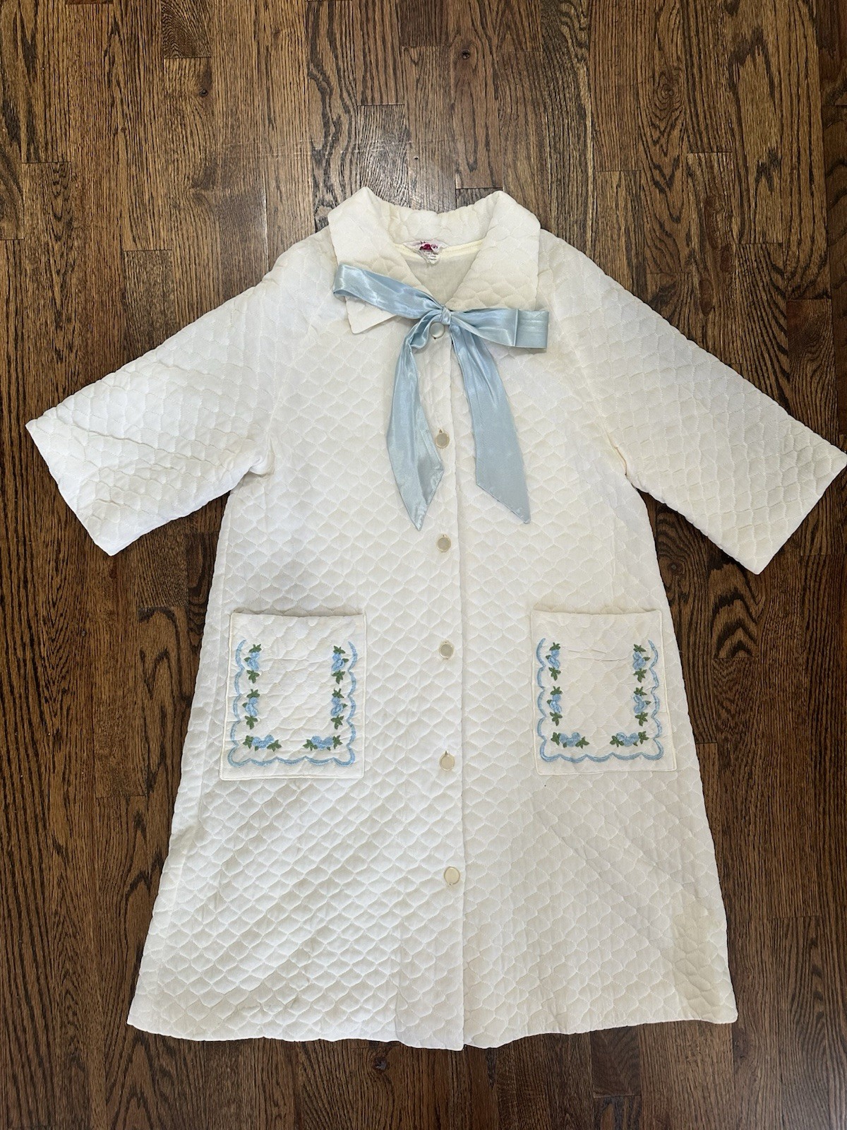 Vintage 1960s Quilted Housecoat Duster Robe - image 1