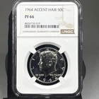 1964 Proof Kennedy Silver Half Dollar - NGC PF66  - Accented Hair - 90% - 50c