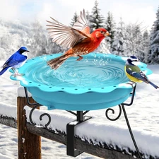 Heated Bird Bath for Deck Railing, Powerful 100W Thermostatically Controlled Hea