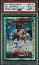 2024 Topps Chrome #RAJDA Jayden Daniels Rookie Aqua Sonar /199 PSA 10 Auto 10