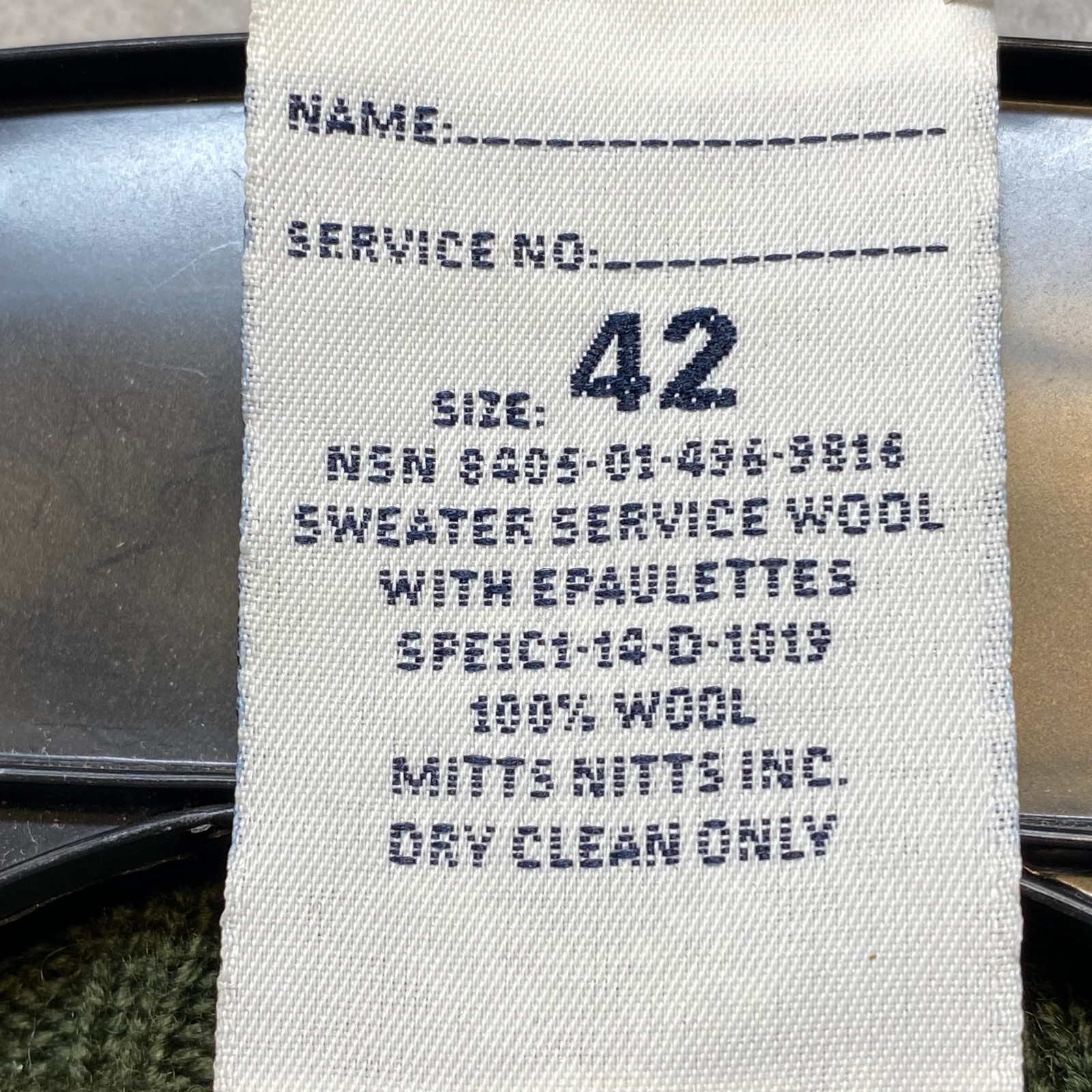 NWT US Military DSCP Sweater Mens 42 Army Green Valor Collection Wool Commando