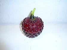 Vintage Viking Rainbow Art Glass Apple/Strawberry Hobnail Fruit Paperweight Red