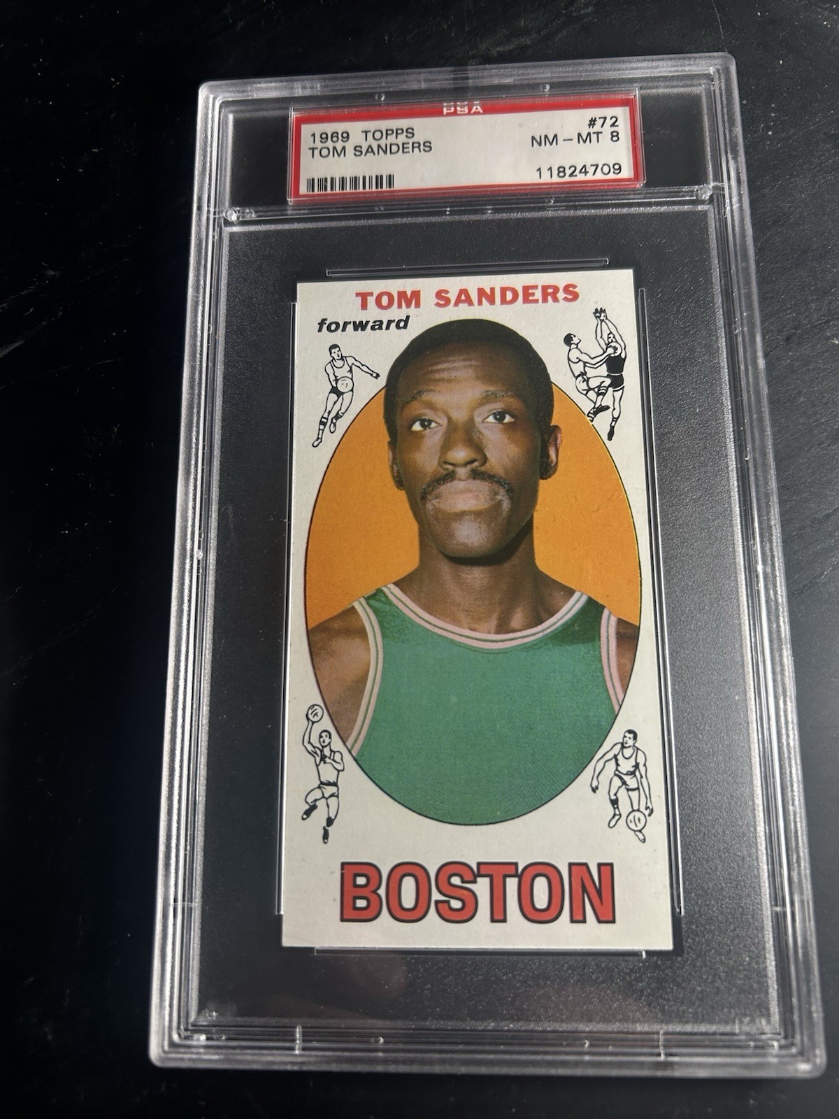 1969 Topps #72 Tom Sanders RC  PSA 8 Boston Celtics