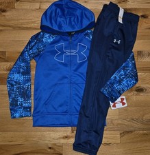 Under Armour Boys Zip Hoodie Jogger Pant Set PowderKeg Blue Size 7