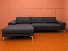 Navy Blue Left Handed Corner Sofa - Delivery Available