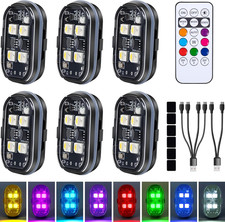 Upgraded 4Leds 6 PCS Wireless LED Strobe Lights with Remote Control 8 Colors Led
