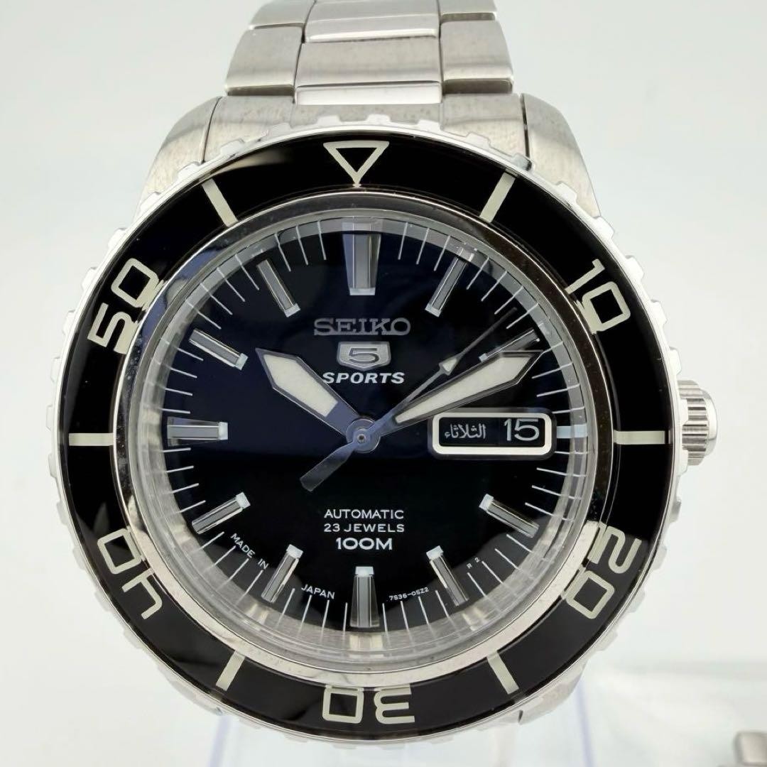 5 Seiko 20cm Black 7S36 04N0 Mens wrist Automatic Wristwatch Sports JDM - vintagewatches.pk