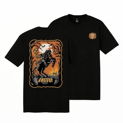 Ragtop T-Shirt 2 Sided, Headless Horseman Firefighter Halloween Graphic, Premium