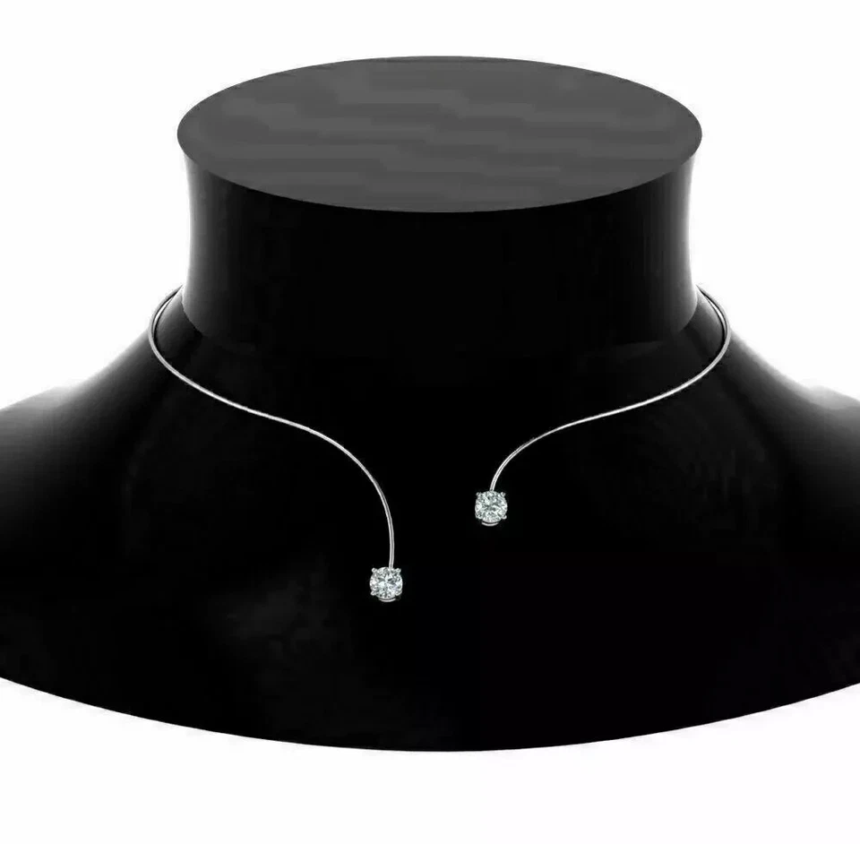 4CT Round Cut Lab Created Diamond Women's Tennis Necklace 14K White Gold Plated - Image 3 of 3