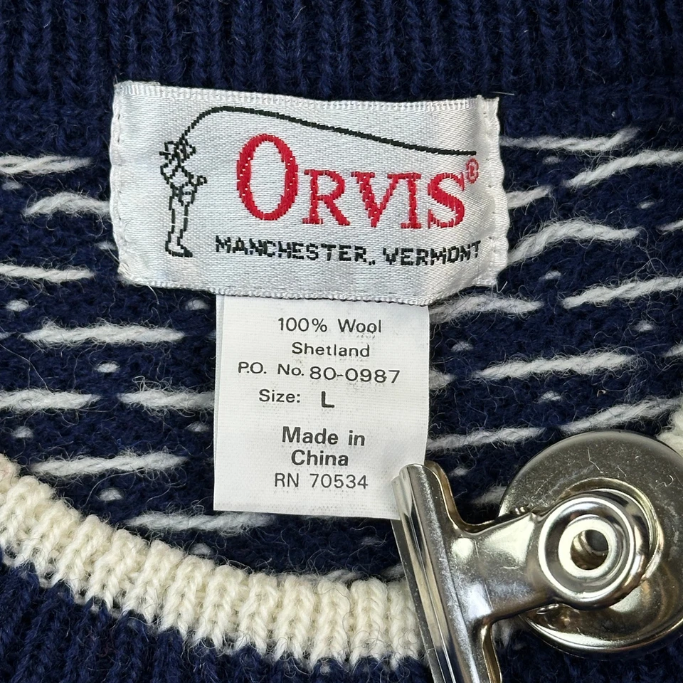 Suéter feminino vintage Orvis grande lã Shetland trenó de Papai Noel malha de férias - Imagem 4 de 4