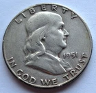 1951-S  BEN FRANKLIN HALF DOLLAR 90% SILVER