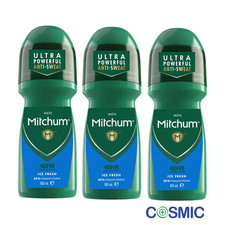 3 X Mitchum Ice Fresh Roll On 48hr Anti-perspirant Deodorant For Men 100ml