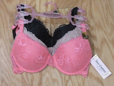 Juicy Couture Womens 3 Pack Lace Push Up Bra Set 34C ~~BRAND NEW WITH TAG~~