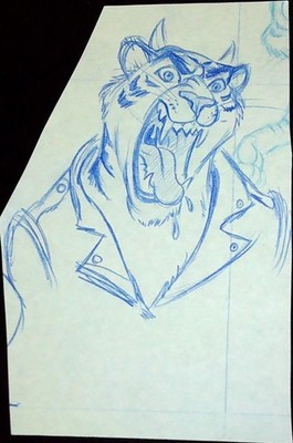 Robert James Wright 1/1 Original Art Drawing Comic Book Tiger Cat Studio Sketch