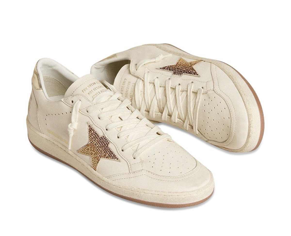 Golden Goose Ball Star Sneakers Gold Swarovski Crystal Women EU 37