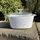 Vtg Corning Ware A3B  Country Cornflower Basket 3 Liter Casserole w/ PYREX Lid