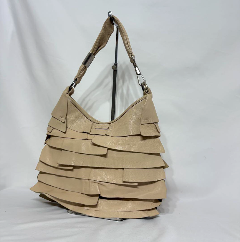 Borsa a tracolla Yves Saint Laurent Saint Tropez con volant beige