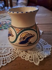 Pretty Little Honiton Hand Painted Vase In Blue Green And Yellow